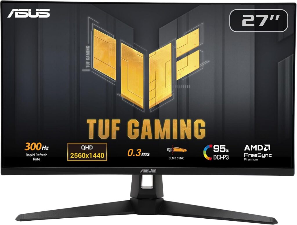 Monitor Asus VG27AQM5A no fundo branco, fonte Amazon US