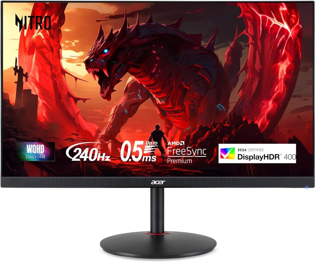 Monitor Acer Nitro XV272U no fundo branco, fonte Amazon US